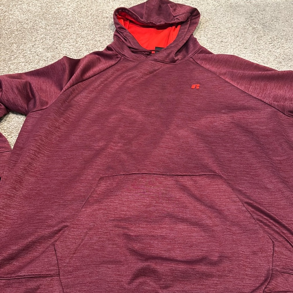Red Russell tech fleece sweater